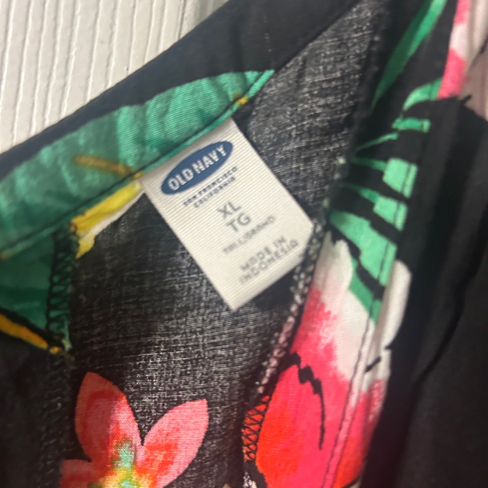 Old Navy Black Floral Tank with Yellow, Pink & Green Print - Picture 5 of 5
